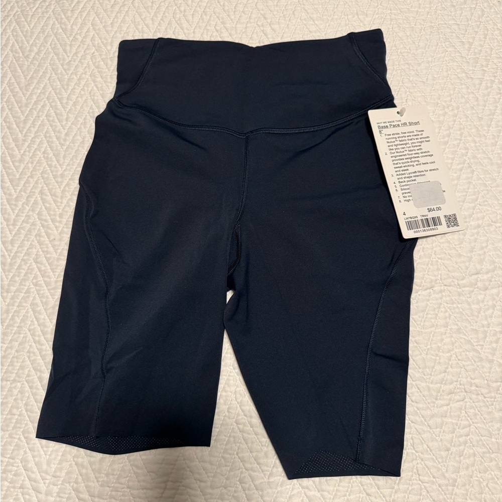 NWT Lululemon Base Pace High-Rise Short 8" True Navy